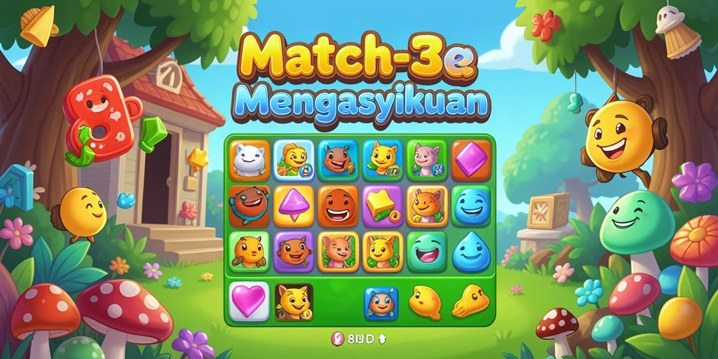 Tampilan gameplay seru dalam permainan Match-3 8ID.