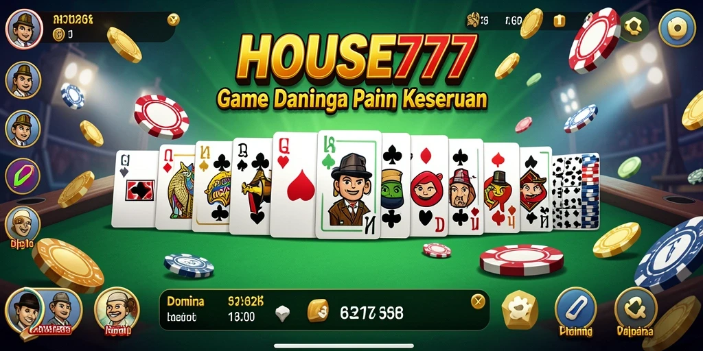 Screenshot utama HOUSE777 menampilkan gameplay Domino yang seru dan kompetitif.