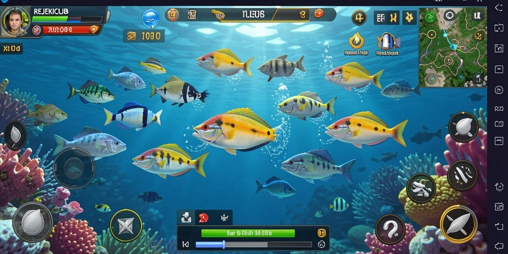 Screenshot REJEKICLUB menampilkan aksi tembak ikan yang seru.