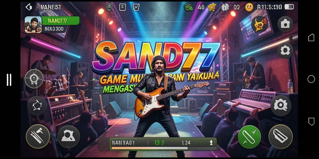 Tangkapan layar gameplay SAND77 yang menampilkan aksi seru bermain musik.